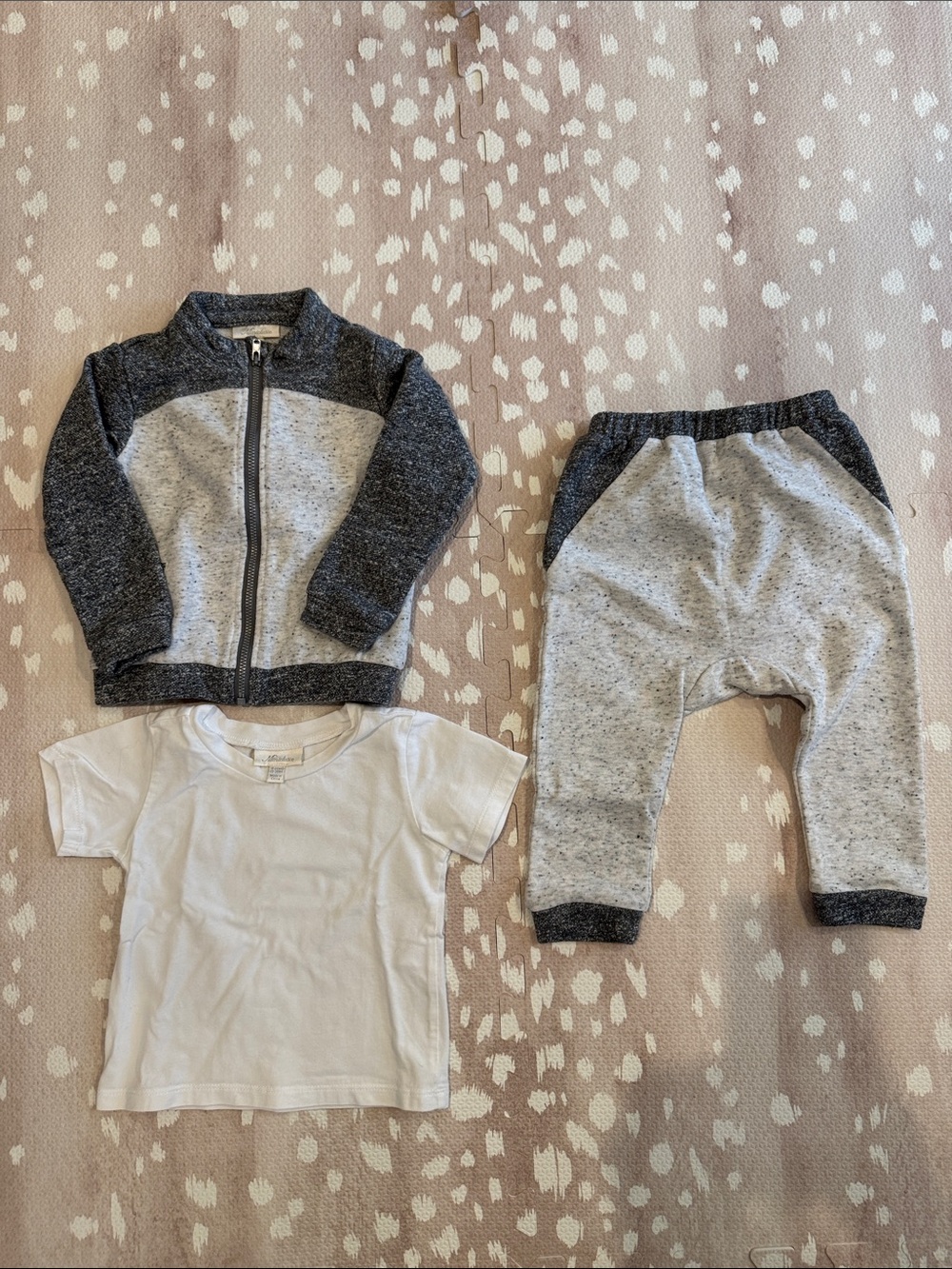 Miniclasix Boys 3-Piece Jogger Outfit Set Gray 18-24M